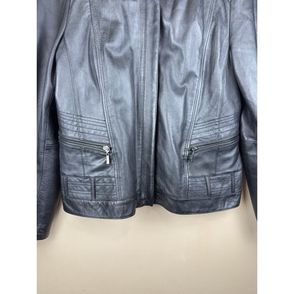 Vintage A.N.A Women’s XL Black Genuine Lambskin Leather Motorcycle Biker Jacket - Picture 3 of 15